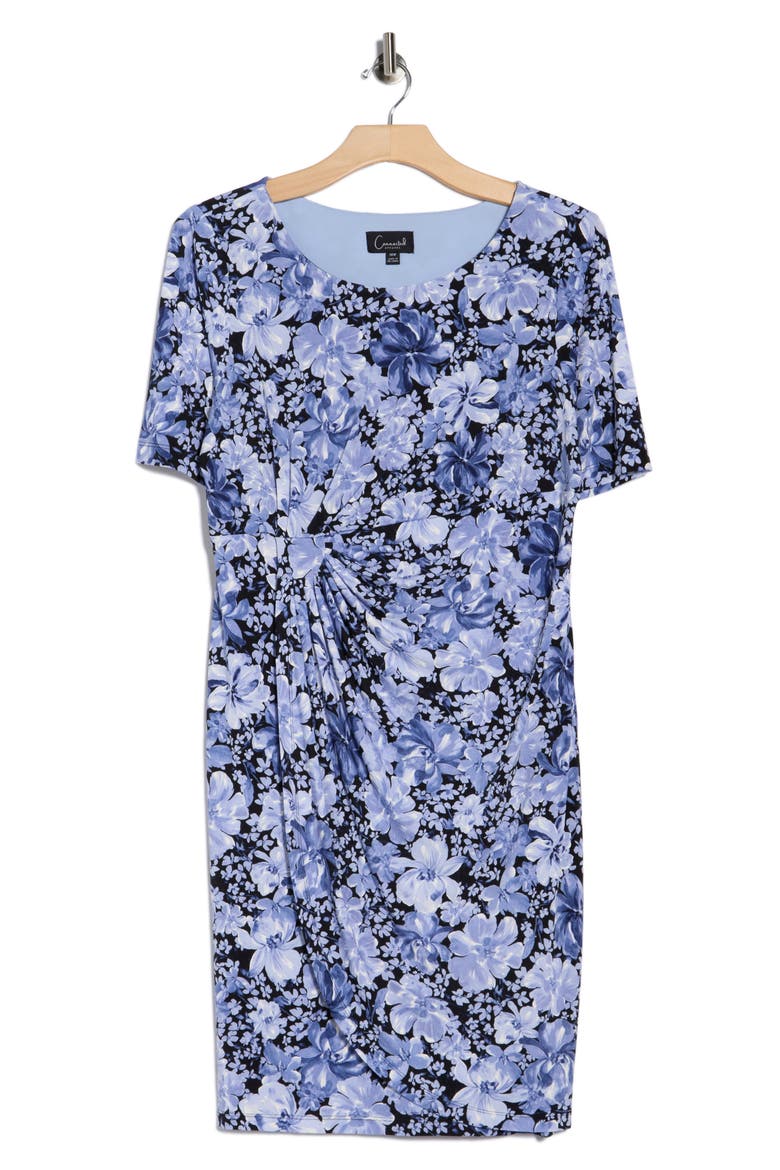 Floral Gathered Midi Dress, Alternate, color, BLUE