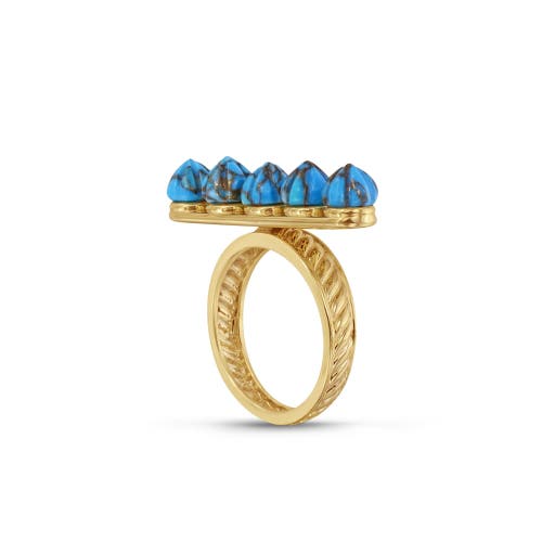 Luvmyjewelry Summer Nights Gold Plated Silver Turquoise Gemstone Multi Stone Ring Pendant In 14kt Gold Vermeil On Sterling
