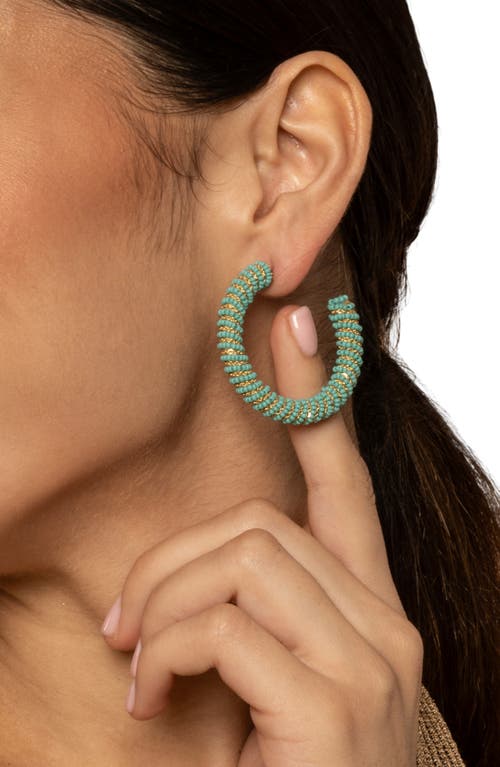 Deepa Gurnani Zareen Hoop Earrings In Turquoise