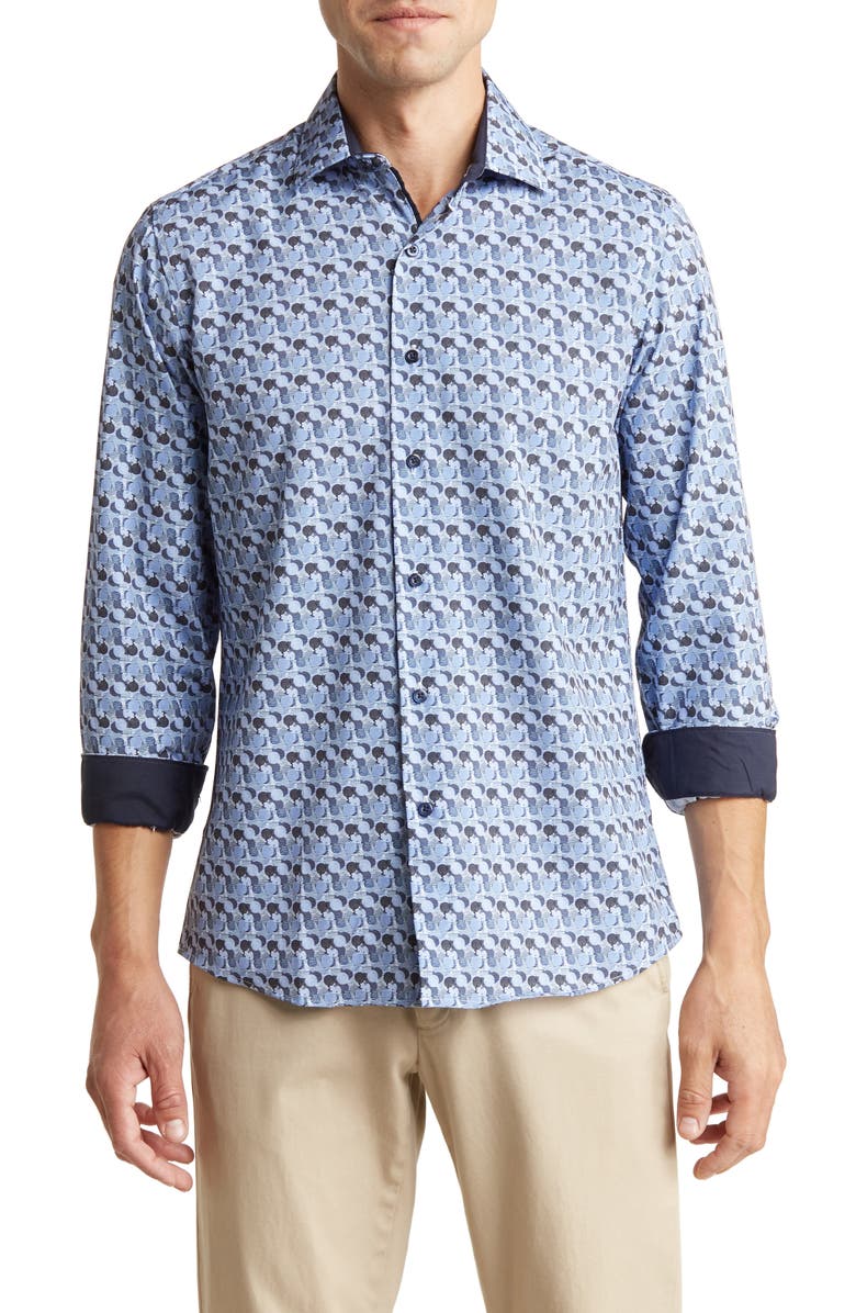 TOM BAINE Slim Fit Print Long Sleeve Button-Up Dress Shirt, Main, color,