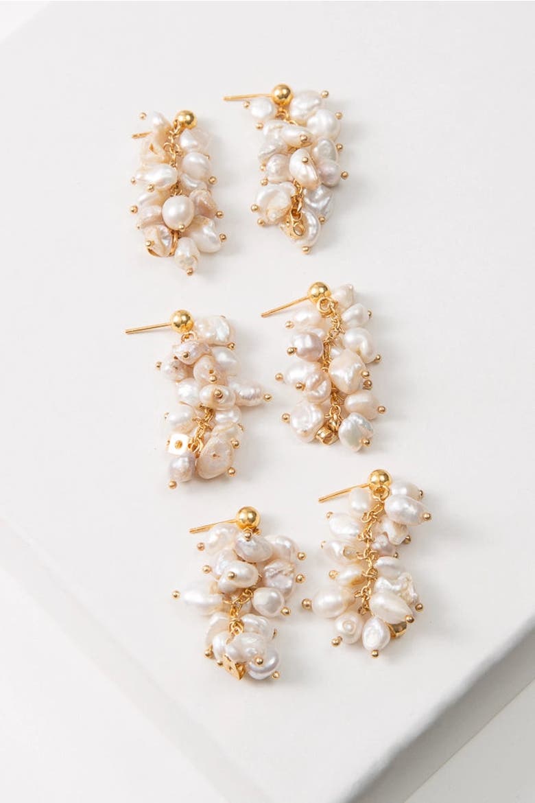 Convertible Pearl Cluster Earrings, Alternate, color, Ivory