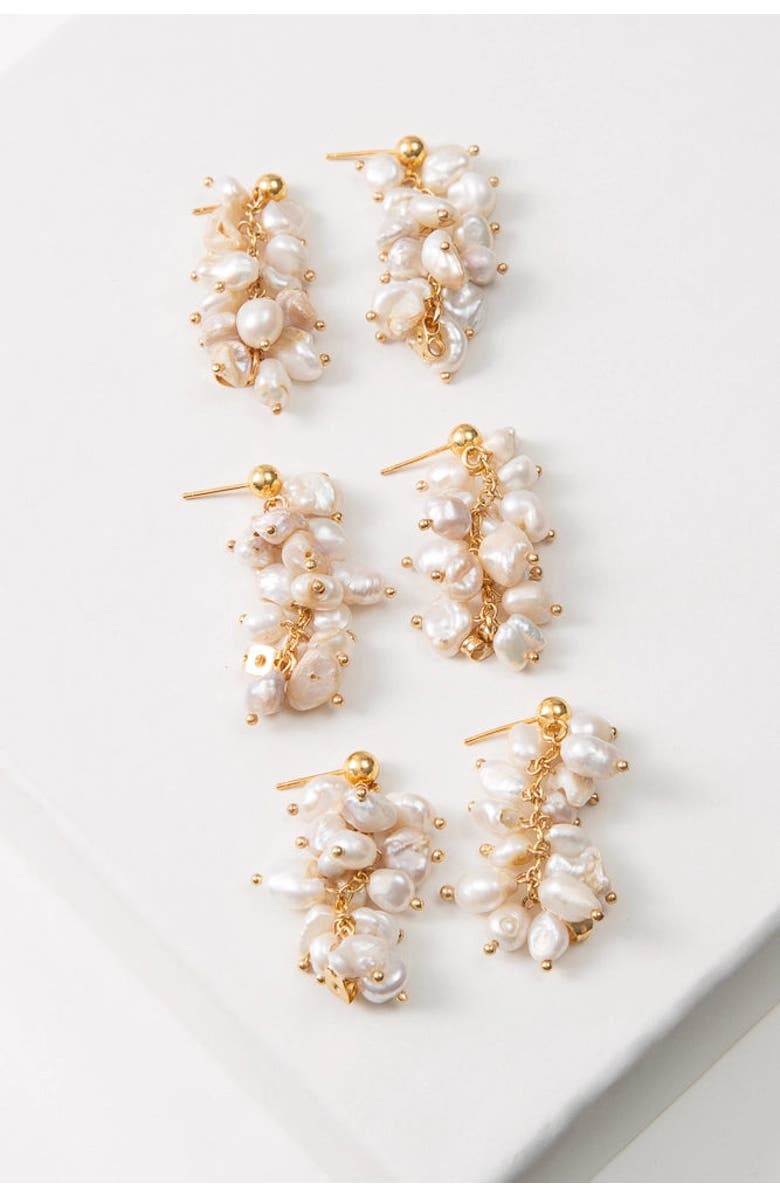 Noonday Collection Convertible Pearl Cluster Earrings, Alternate, color, Ivory