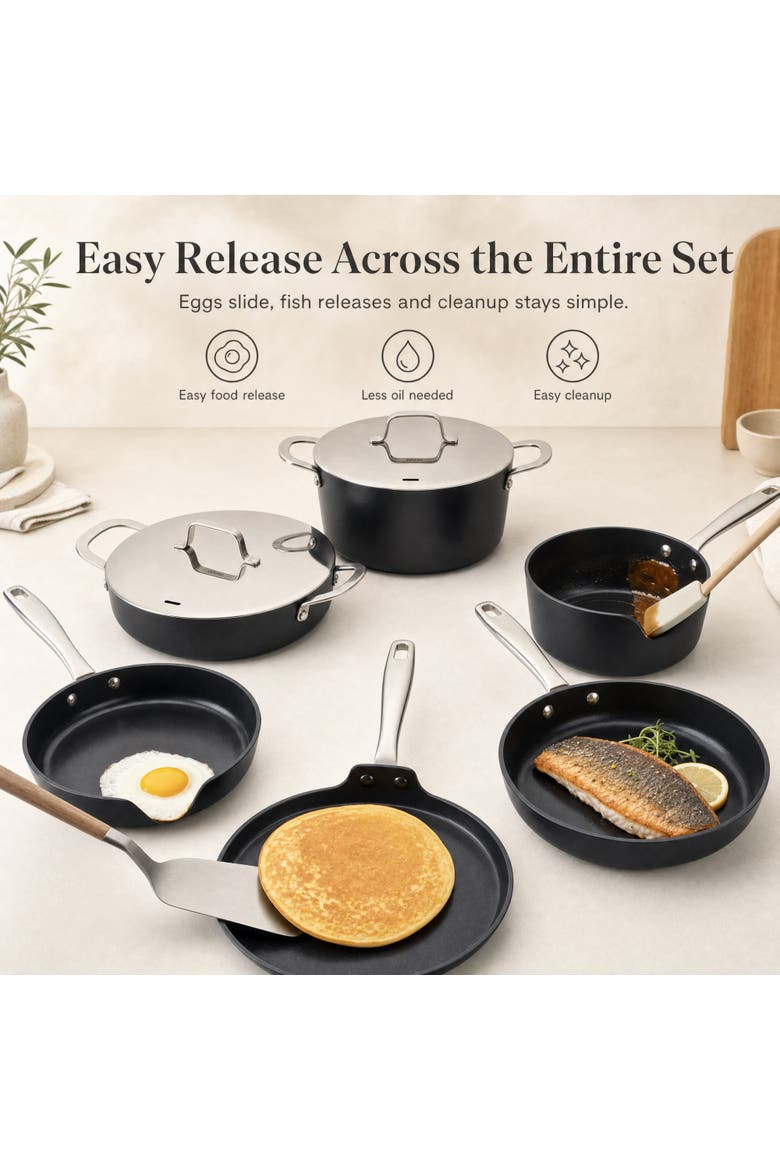 Maestro 9-Piece Ceramic Nonstick Cookware Set, Alternate, color, Black