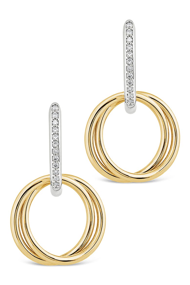 Interlock Two Tone Huggie Hoop Earrings, Alternate, color, DUAL TONE