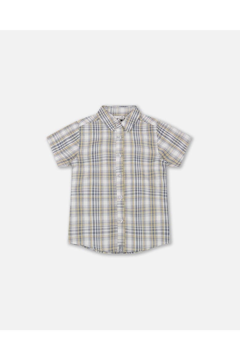 Baby Boy's Plaid Short Sleeve Shirt Blue Green, Main, color, Blue Green Plaid