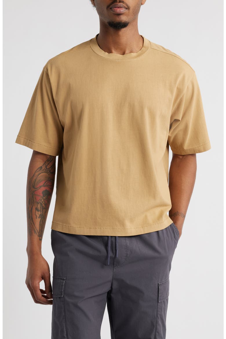 Garment Dyed Boxy Crop T-Shirt, Main, color, TAN CARTOUCHE