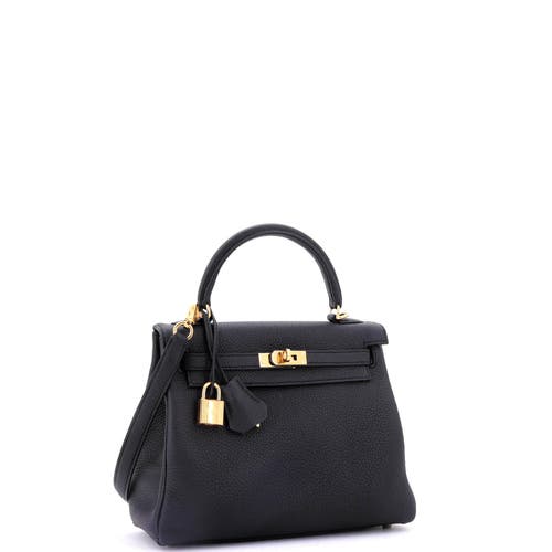 Pre-owned Hermes  Hermes Kelly Handbag Black Togo With Gold Hardware 25 In Black