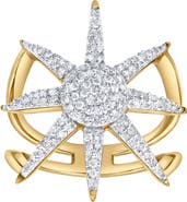 LuvMyJewelry Stellara 0.5 Ct 14K Gold Starburst Diamond Ring