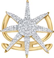 LuvMyJewelry Stellara 0.5 Ct 14K Gold Starburst Diamond Ring