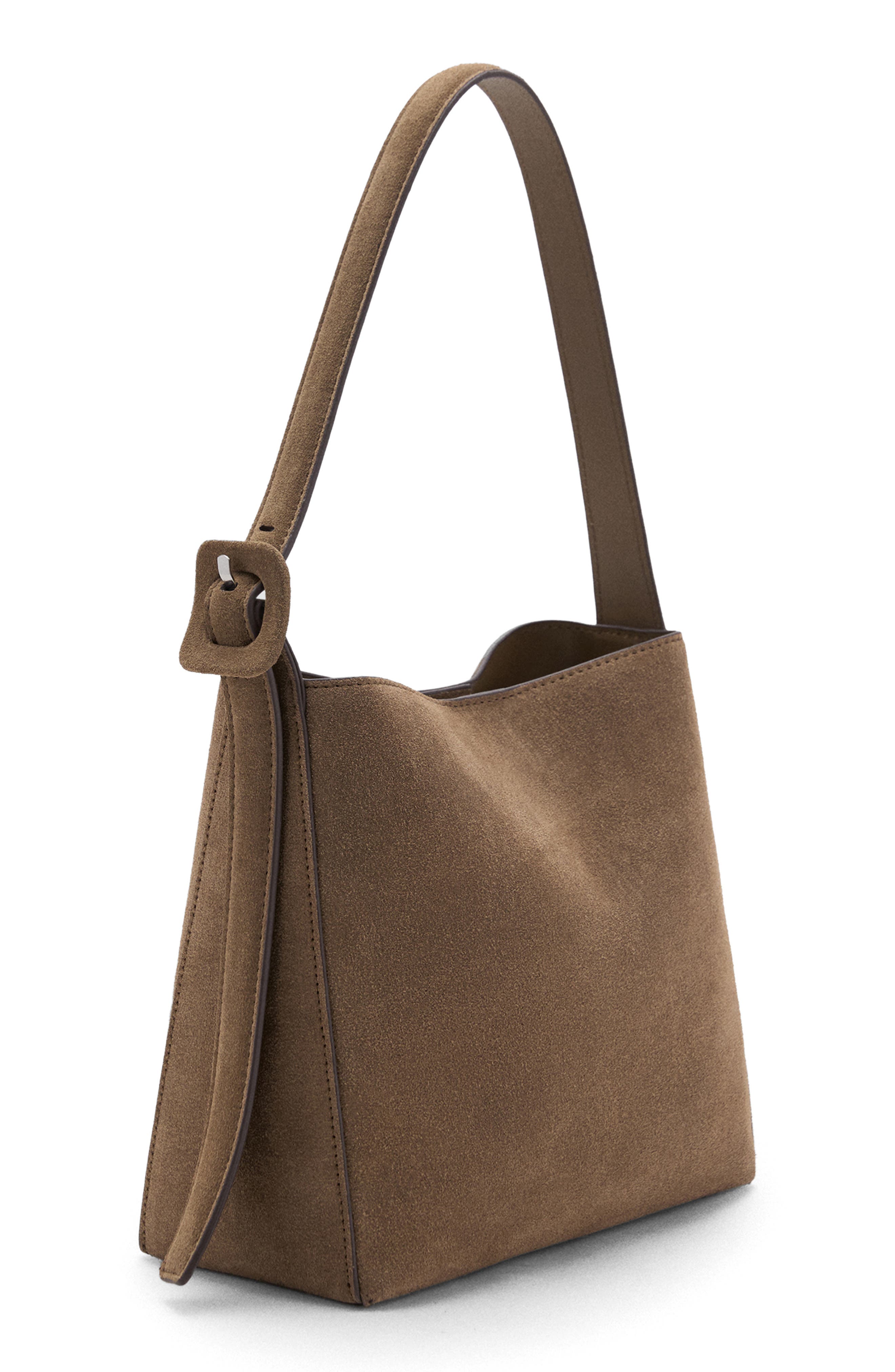 MANGO Suede Shopper Bag, Alternate, color, Khaki