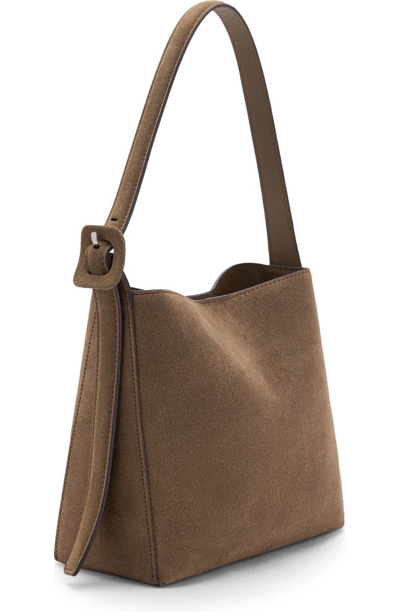 MANGO Suede Shopper Bag, Alternate, color, Khaki