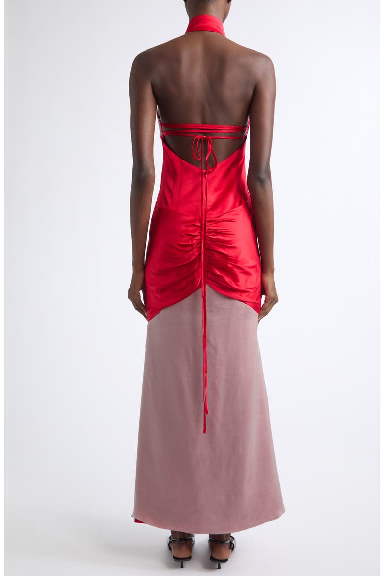 Wai Tak Silk Gown, Alternate, color, RED AND SMOKE