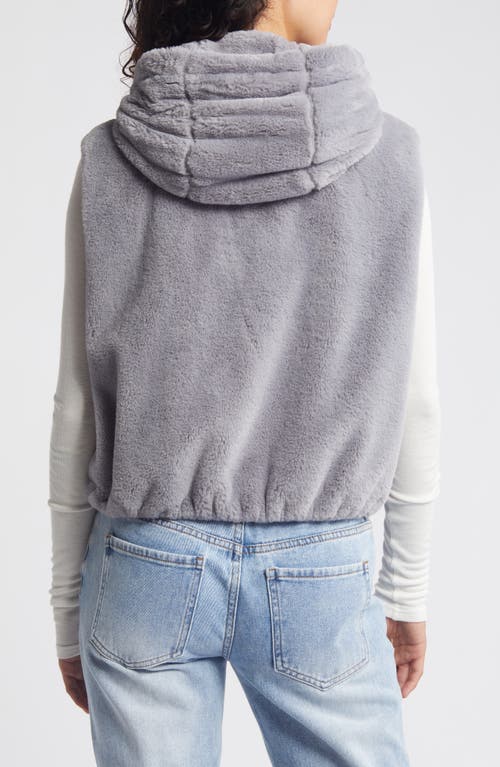 Thread & Supply Mink Faux Fur Hooded Vest In Blue