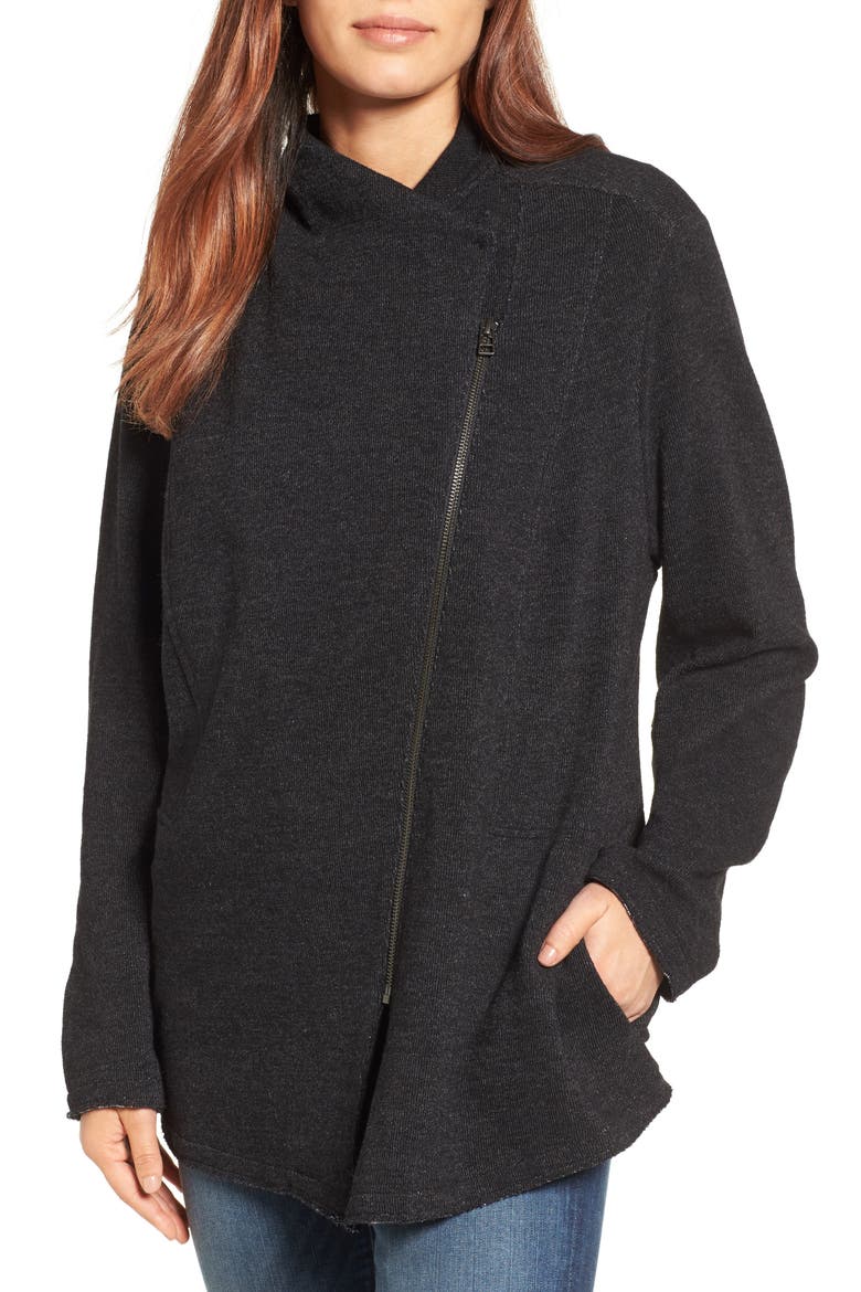 Knit Moto Jacket, Alternate, color, BLACK