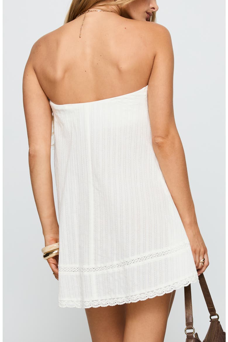 Strapless Swing Cotton Minidress, Alternate, color, WHITE