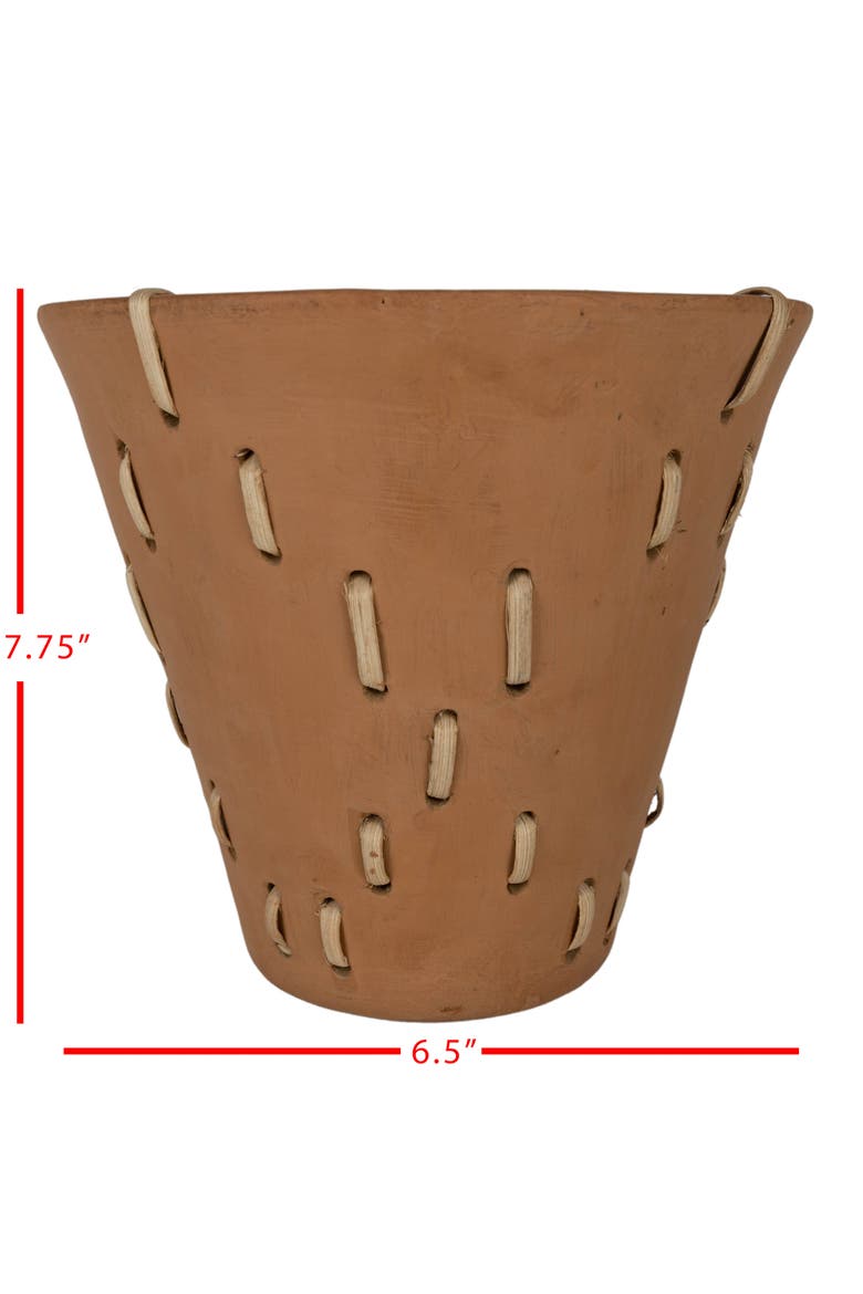 Diamond Weave Terracotta & Cane Planter, Alternate, color, Orange