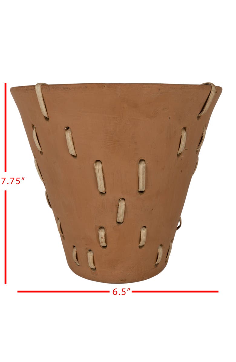 Foreside Home and Garden Diamond Weave Terracotta & Cane Planter, Alternate, color, Orange