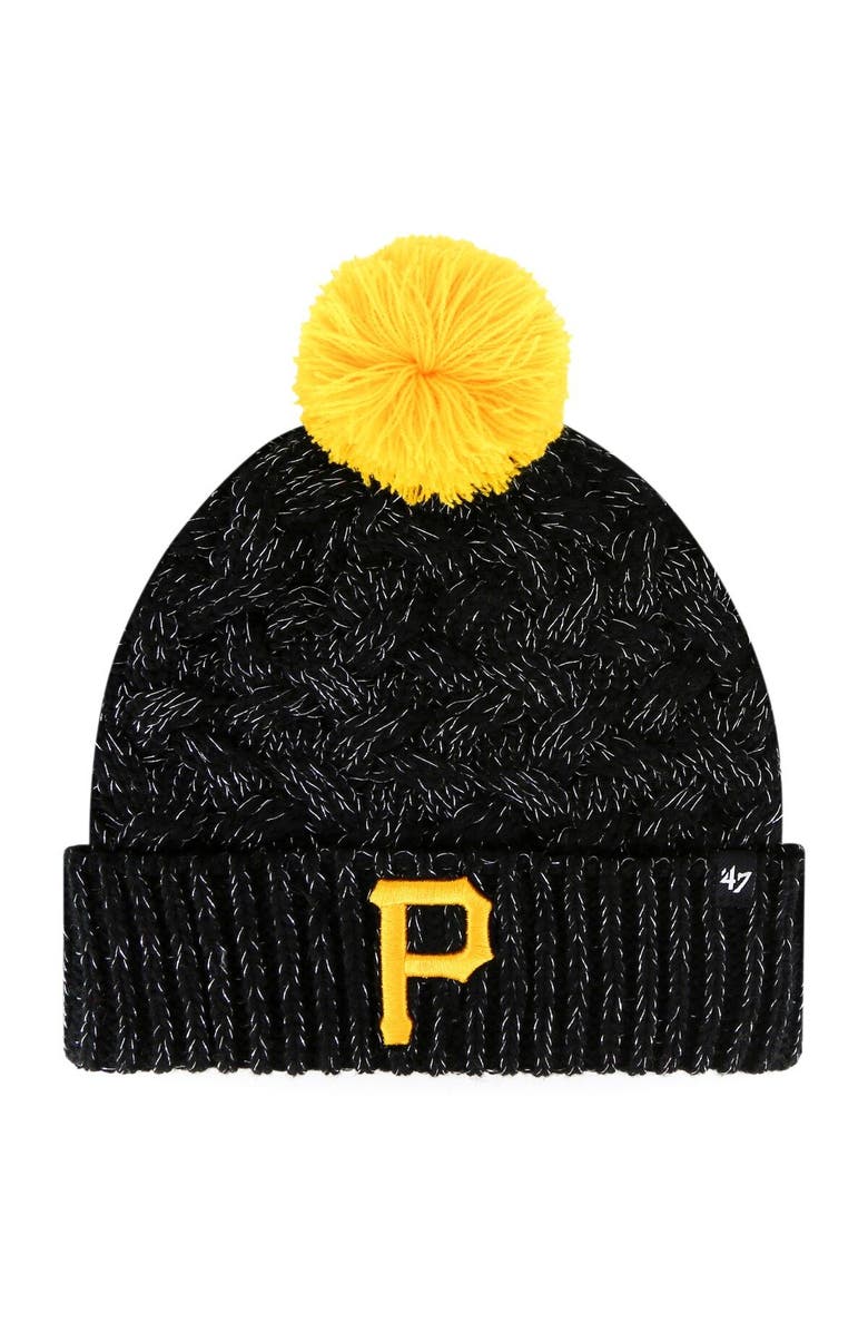 '47 Women's '47 Black Pittsburgh Pirates Knit Cuffed Hat with Pom, Main, color, Black