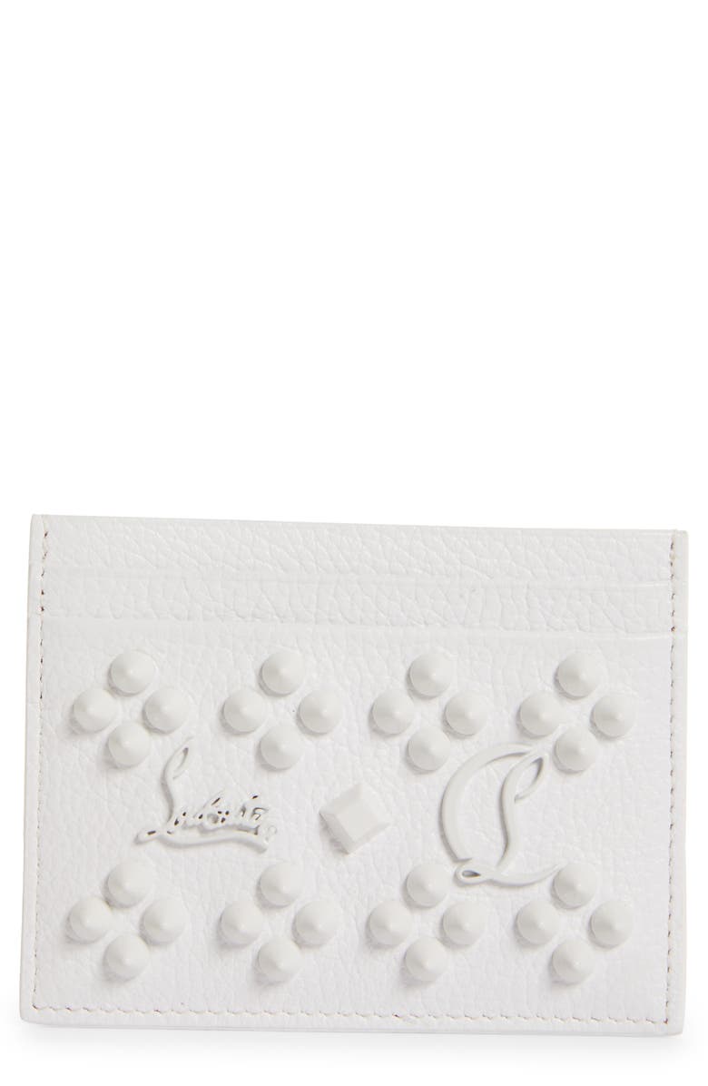 Christian Louboutin Kios Simple Leather Card Case, Main, color, Bianco/ Bianco
