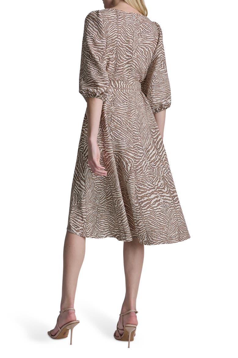 Balloon Sleeve Gauze Faux Wrap Dress, Alternate, color, ALABASTER