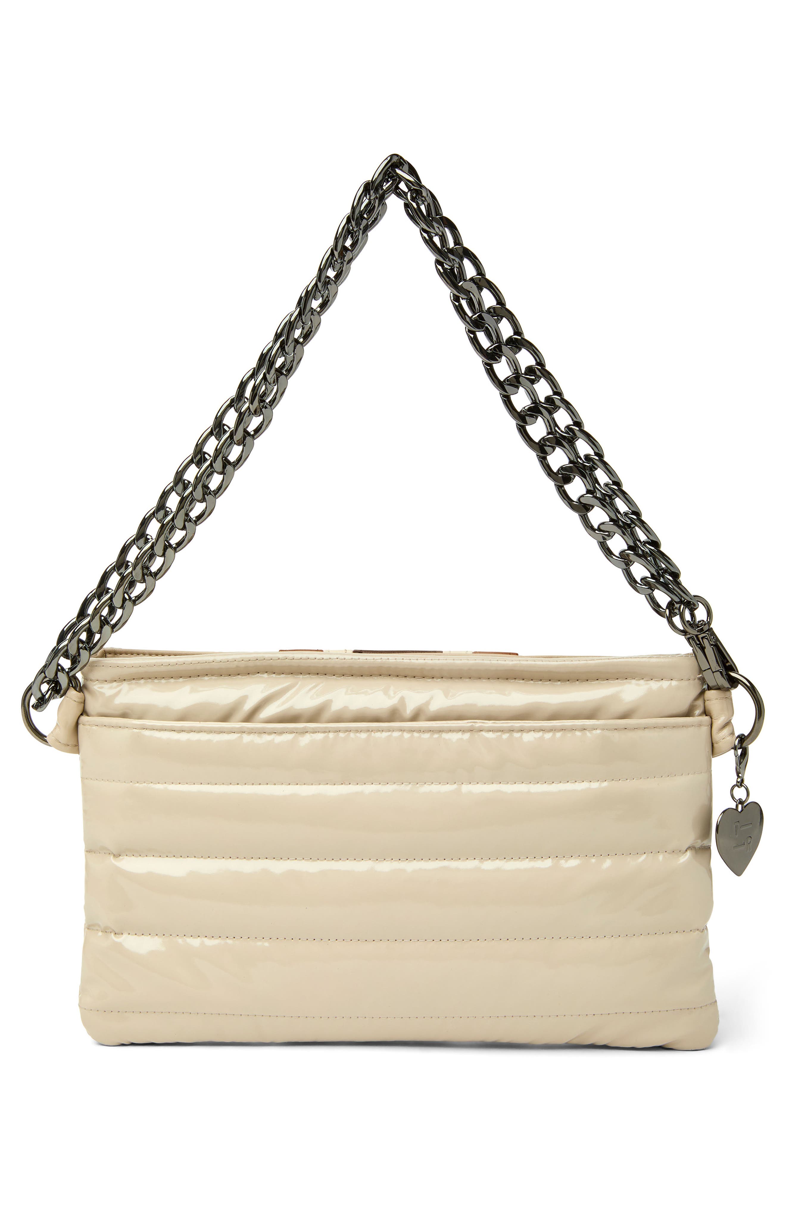 THINK ROYLN Almost Famous Quilted Shoulder Bag, Alternate, color, Blonde Patent And Colorblock