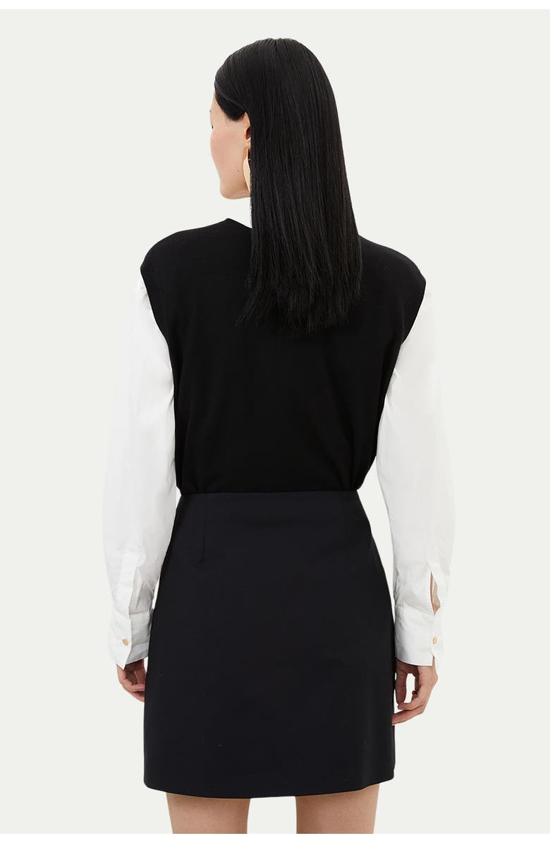 Karen Millen Techno Cotton Gold Clasp Skirt, Alternate, color, Black