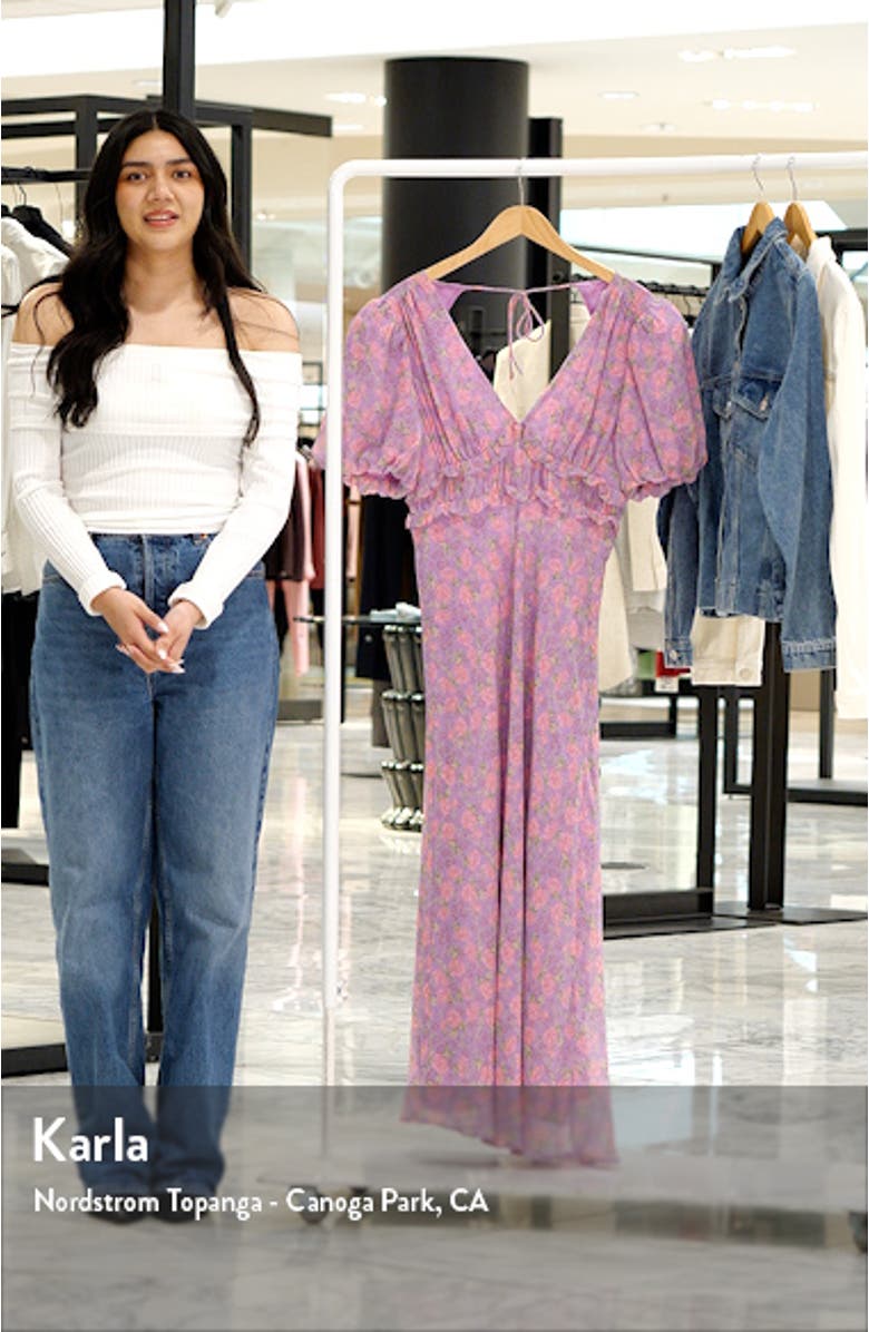 Esperanza Floral Back Cutout Midi Dress, sales video thumbnail