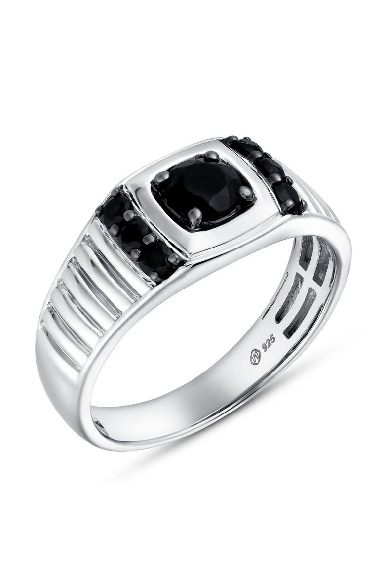 Shin 0.75CT Cushion Halo Black Spinel Ring 925 Silver, Alternate, color, Sterling Silver