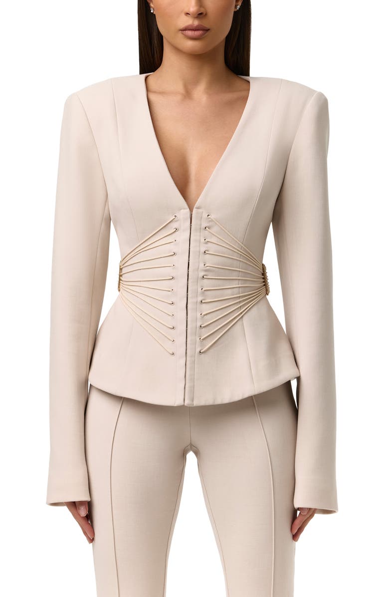 Naked Wardrobe Suiting Corset Blazer, Main, color, Melange Beige