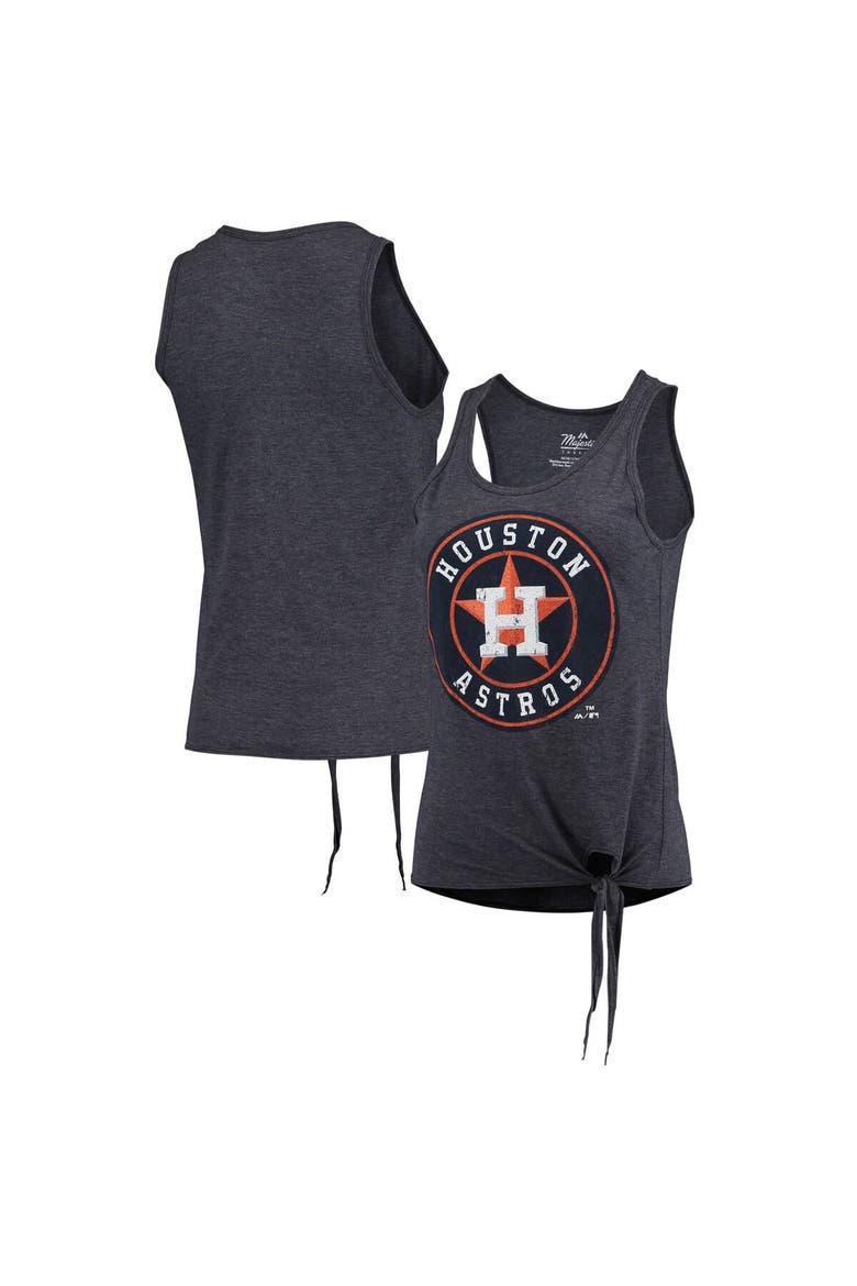 Women's Majestic Threads Navy Houston Astros Scoop Neck Racerback Side Tie Tri-Blend Tank Top, Main, color, Navy