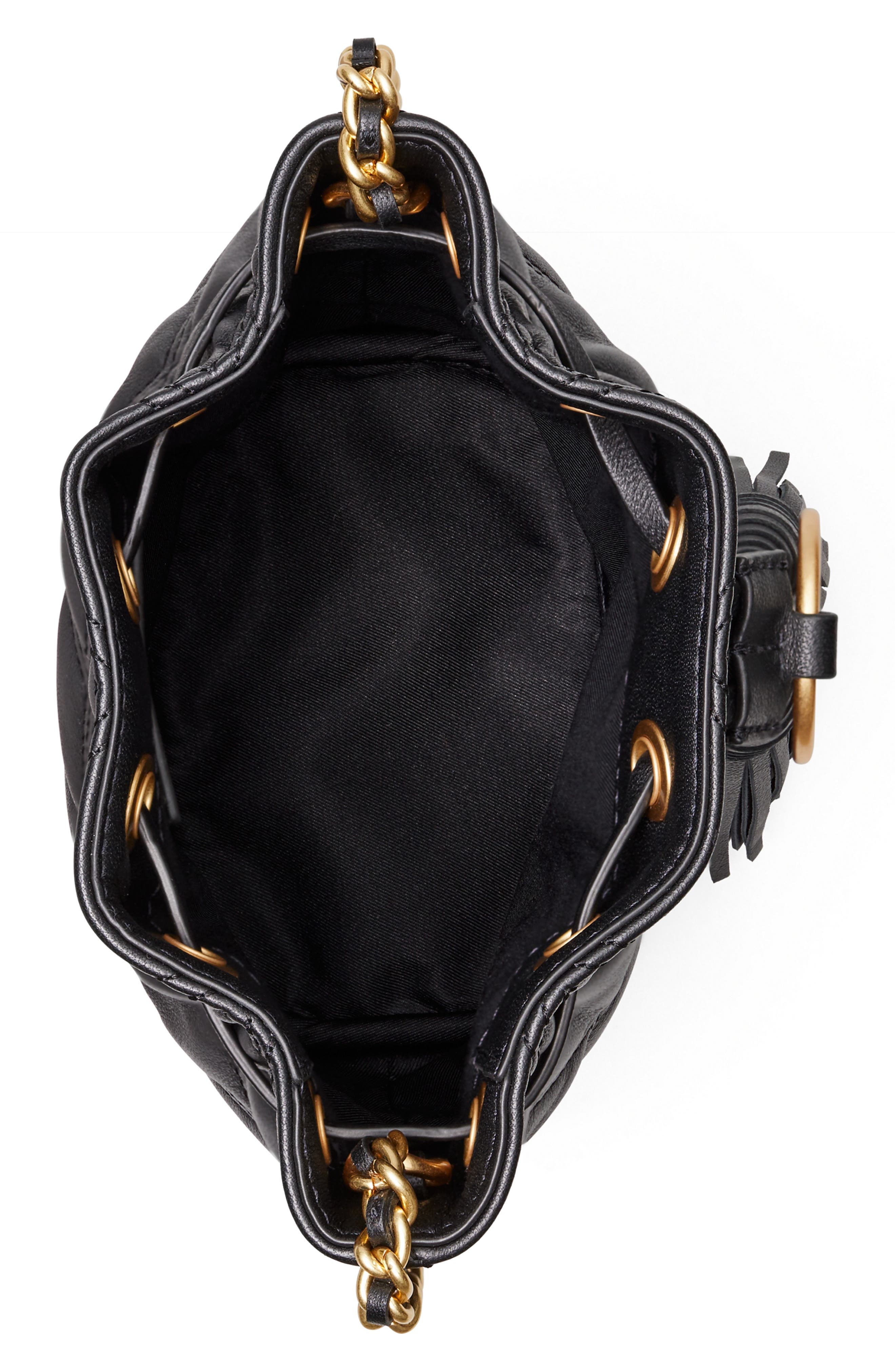 Tory Burch Fleming Mini Leather Bucket Bag, Alternate, color, 