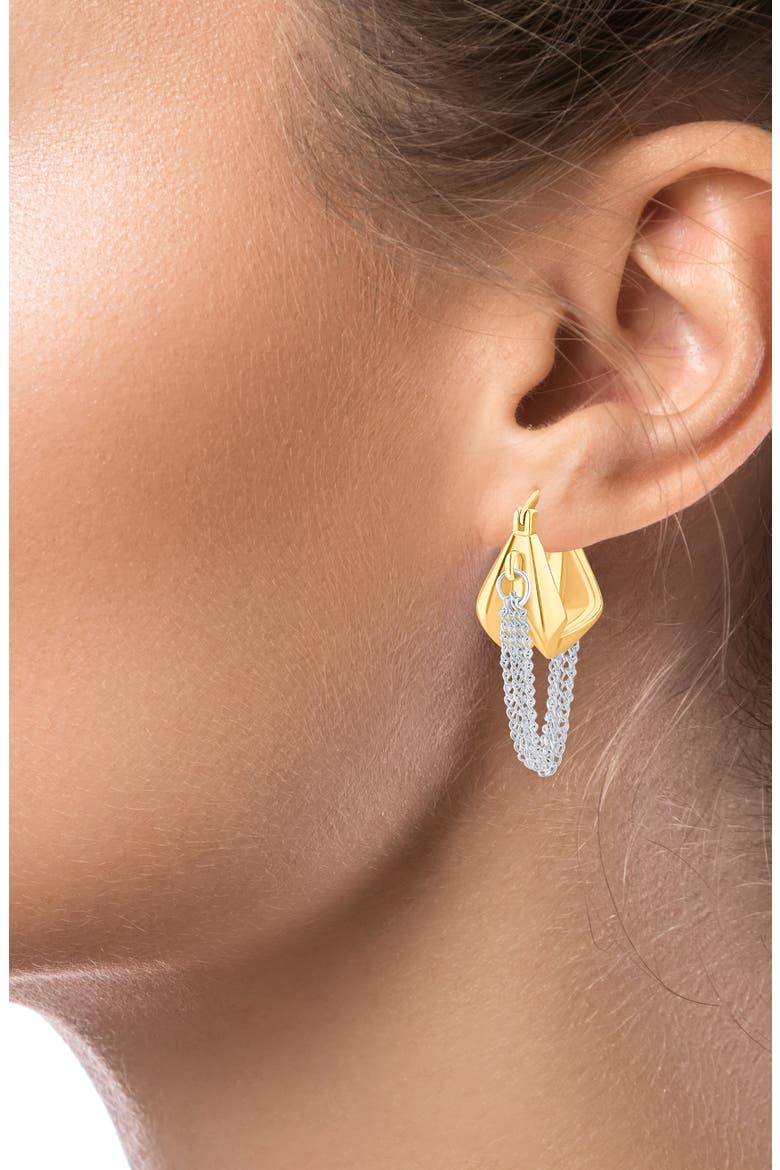 Two-Tone Chain Drop Huggie Hoop Earrings (Nordstrom Exclusive), Alternate, color, GOLD/ SILVER