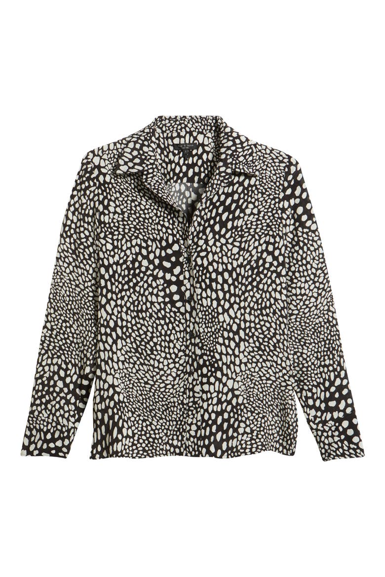 Sade Printed Button-Up Shirt, Alternate, color, BLACK