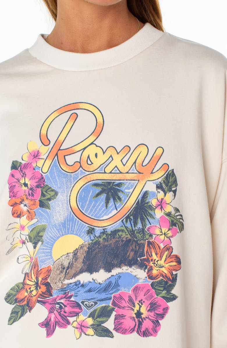 Roxy Lineup Oversize Fleece Graphic Sweatshirt, Alternate, color, Dew