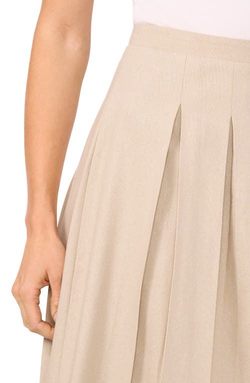 Halogenr Halogen(r) Pleated Linen Blend A-line Midi Skirt In Taupe Bisque