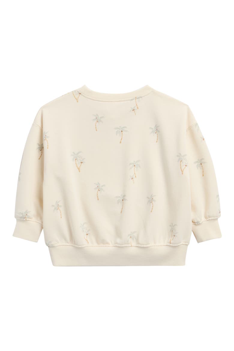 Palm Print Cotton Blend Fleece Sweatshirt, Alternate, color, NATURAL