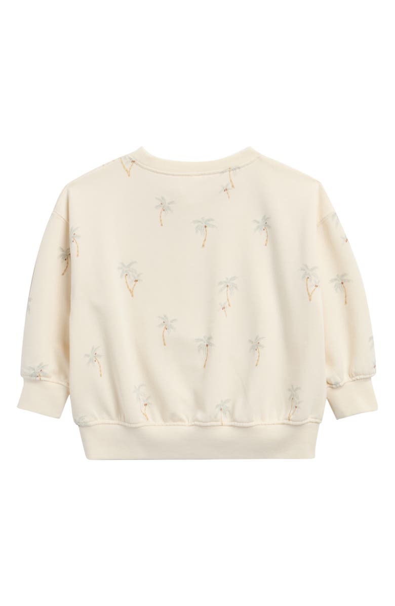 Rylee + Cru Palm Print Cotton Blend Fleece Sweatshirt, Alternate, color, Natural