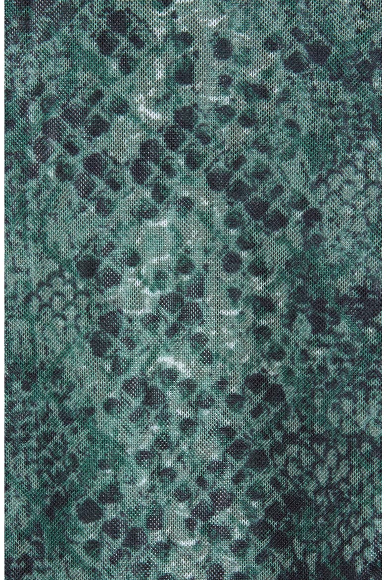Mesh V-Neck Bodysuit, Alternate, color, EMERALD GREEN SNAKE