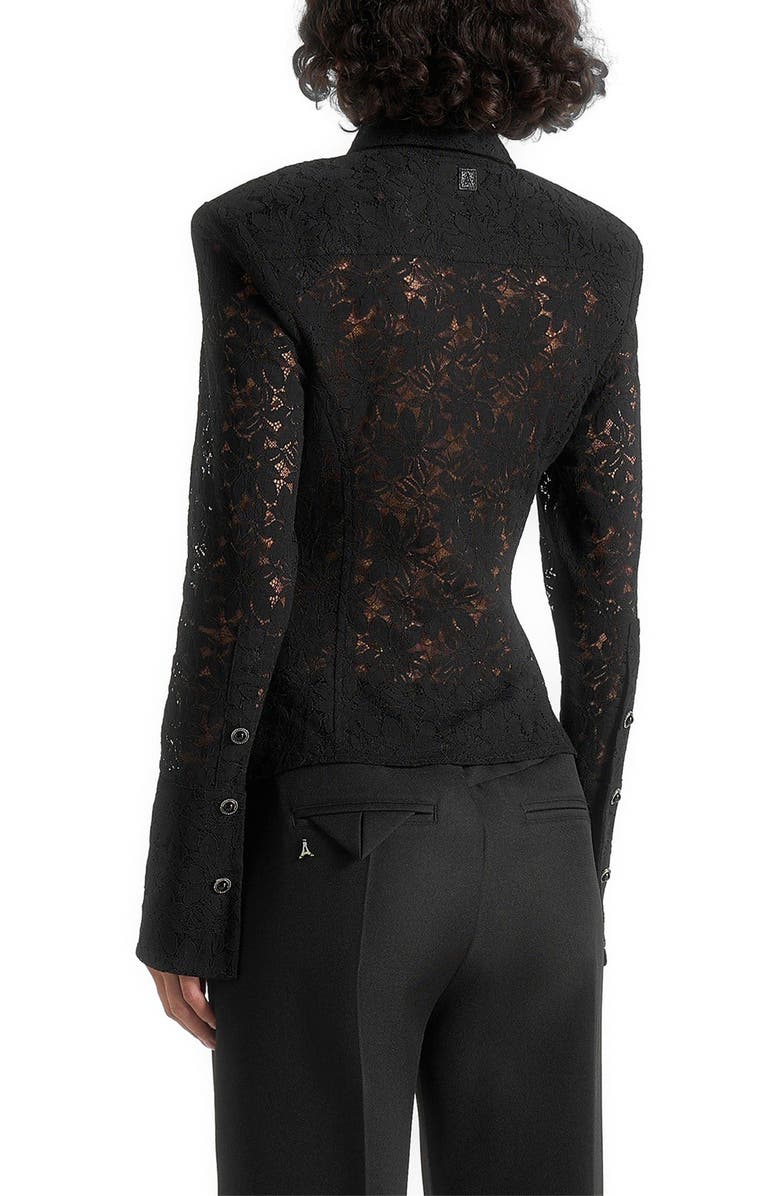 Manière De Voir Sila Wide Shoulder Lace Angled Shirt, Alternate, color, Black