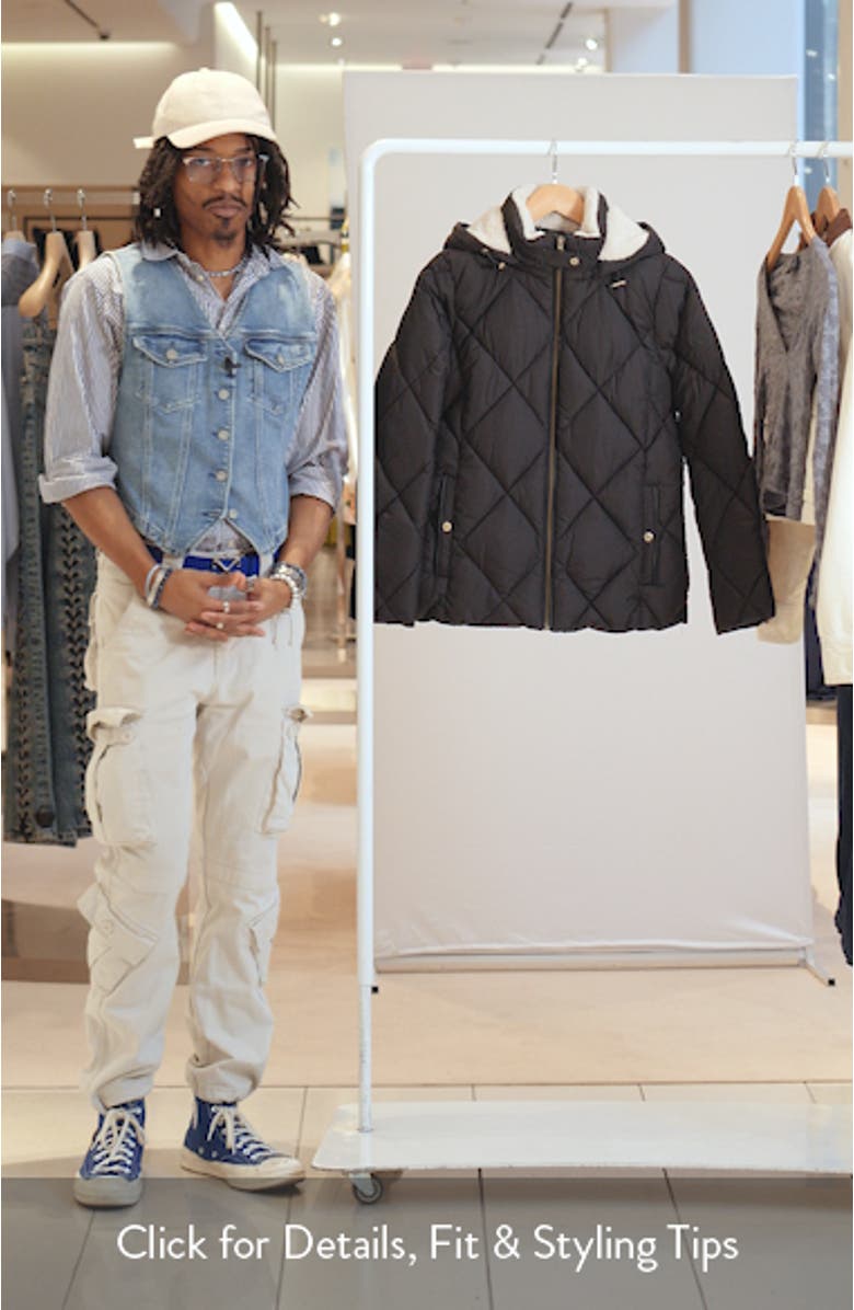 Quilted Diamond Puffer Coat with Removable Hood, sales video thumbnail