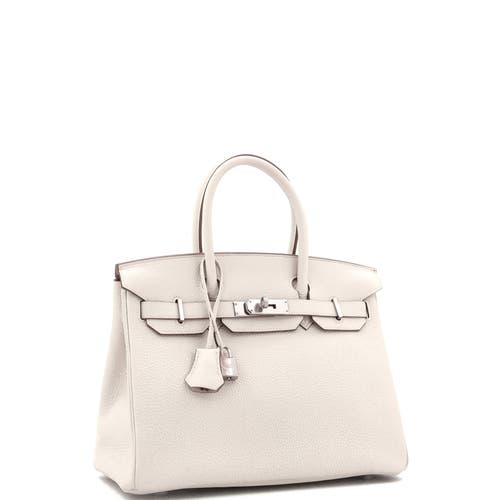 Pre-owned Hermes  Hermes Birkin Handbag Light Togo With Palladium Hardware 30 In White