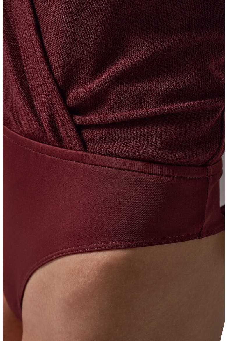 Long Sleeve Wrap Bodysuit, Alternate, color, BLK CHERRY