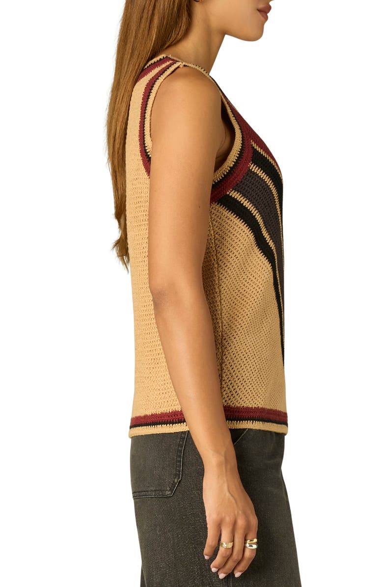 Wit & Wisdom Chevron Sleeveless Sweater, Alternate, color, Golden Beige/ Fired Brick