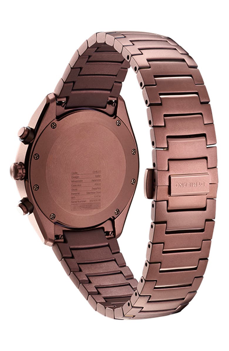 D1 Milano Essential Brown Chronograph Bracelet Watch, 40mm, Alternate, color, 