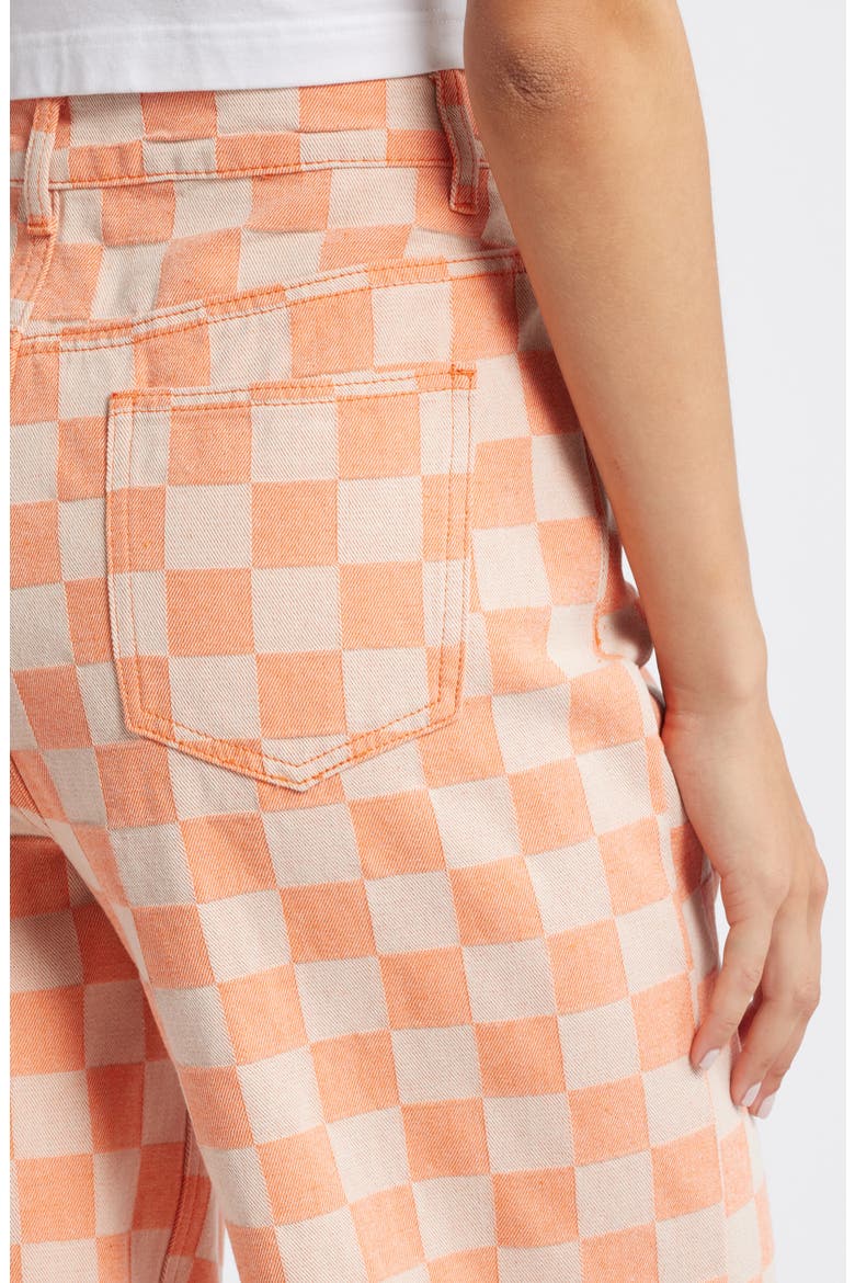 Checkerboard High Waist Baggy Pants, Alternate, color, ORANGE
