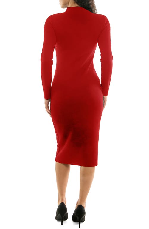 Nina Leonard Floral Studded Long Sleeve Sweater Dress In Red