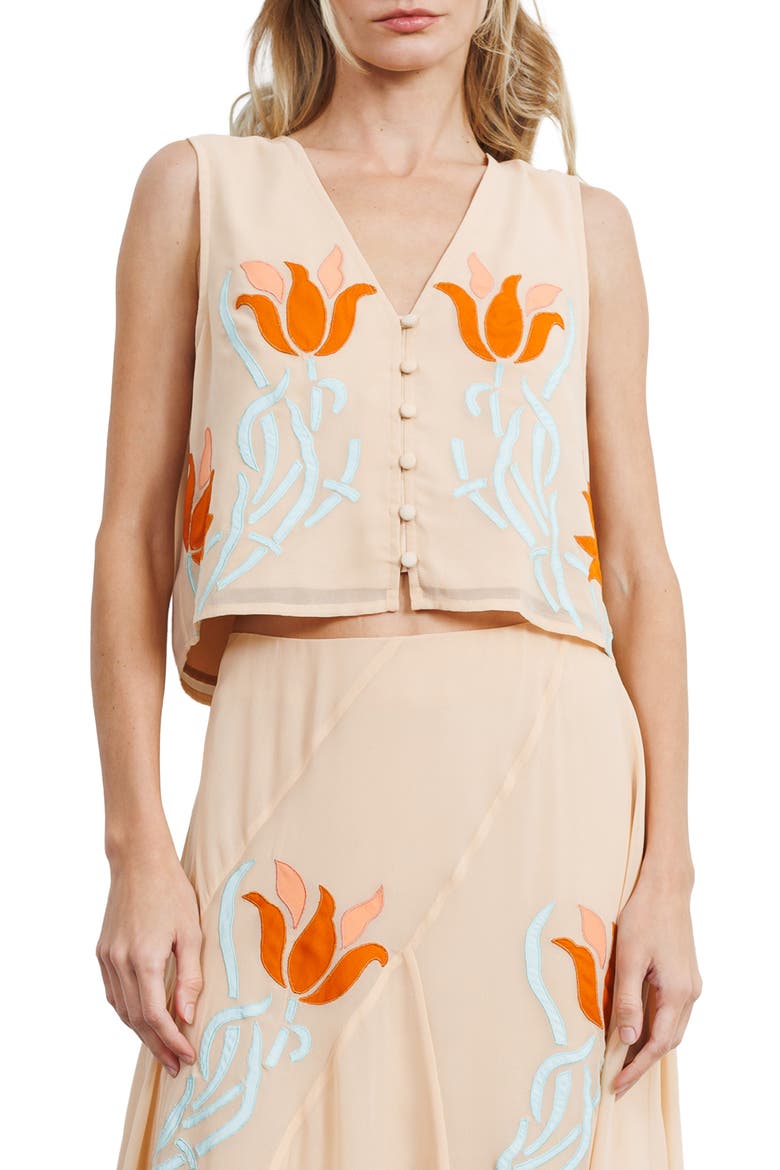 Verda Appliqué Crop Vest, Main, color, ORANGE