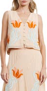 CIEBON Verda Appliqué Crop Vest