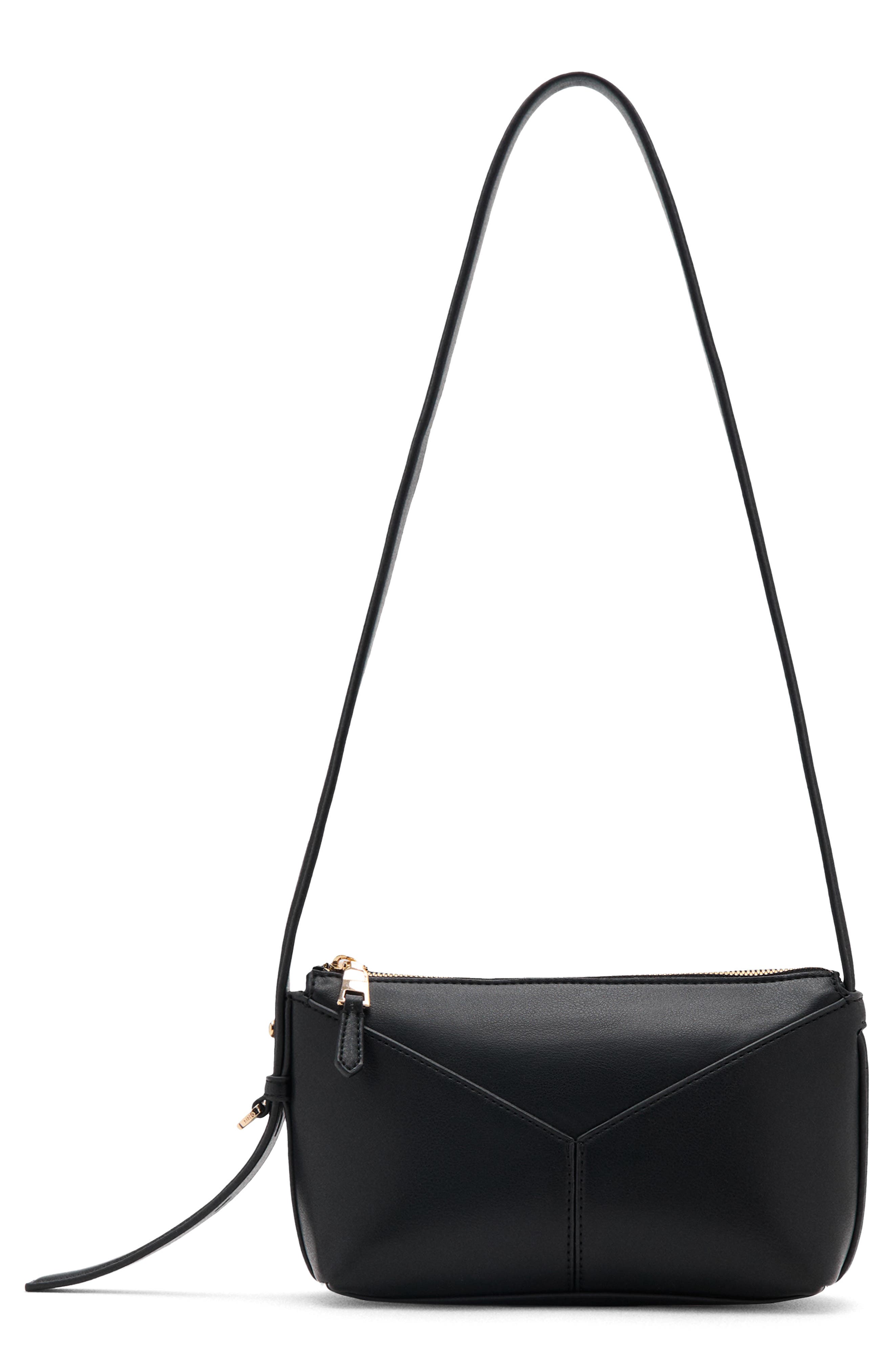 MANGO Faux Leather Crossbody Bag, Main, color, Black