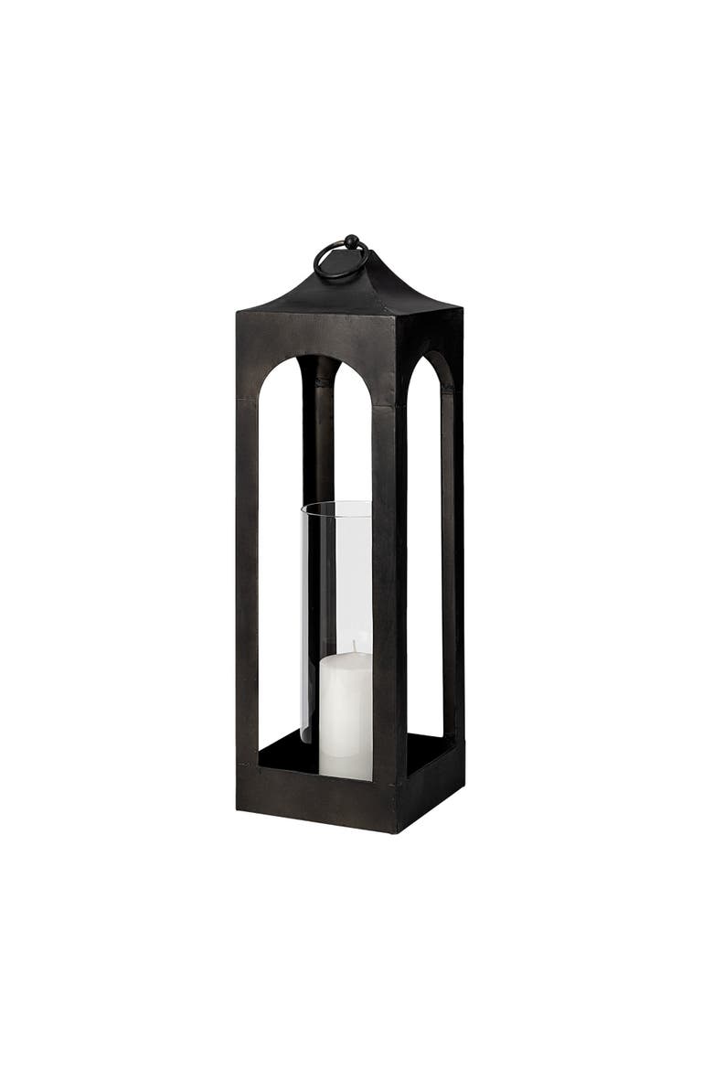 Ina Charcoal Metal Candle Holder Lantern, Alternate, color, Black